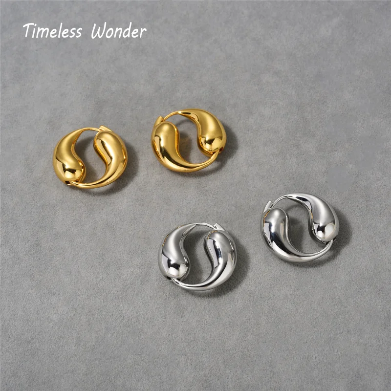 

Timeless Wonder Brass Geo Hoop Earrings for Women Designer Jewelry Trendy Goth Runway Fashion Korean Party Ins Gift Japan 6453