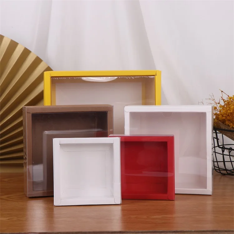50pcs Transparrent Paper Gift Box Slide Display Gift Box Wedding Cookie Candy Cake Box