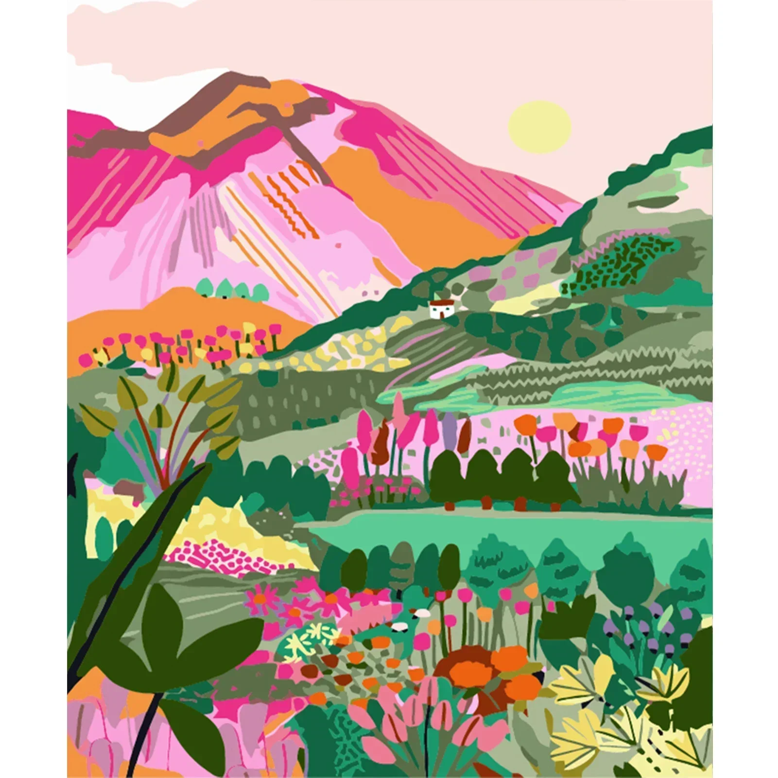 115186 Набор красок по номерам сделай сам для взрослых — горная акриловая цифровая