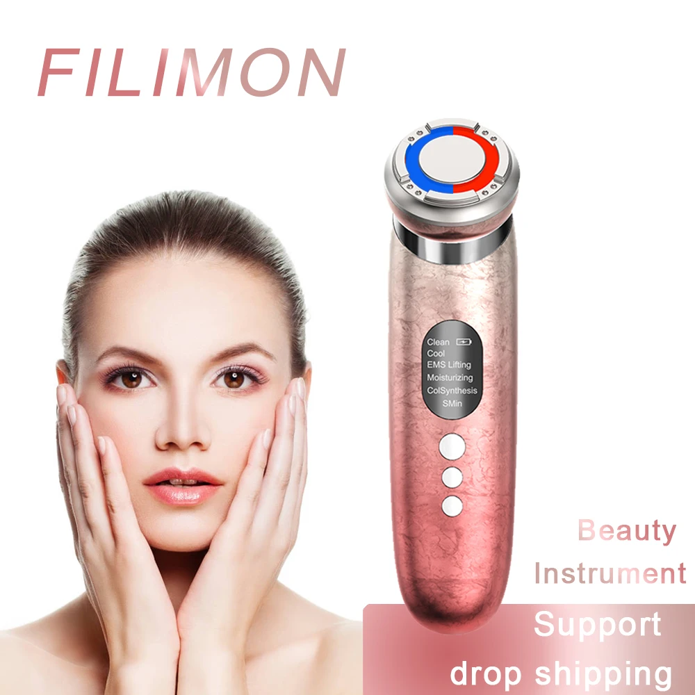 Multifunctional Hot & Cold Photon Beauty Instrument EMS Face Lift Firming Skin Rejuvenation Cleansing Skin Care Vibrating Device