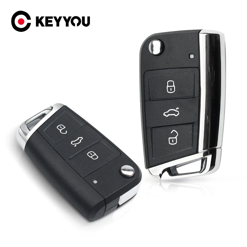 

Чехол KEYYOU для автомобильного ключа-пульта с 3 кнопками для Volkswagen Skoda Octavia A7 VW Golf 7 MK7 Seat Leon Passat Beetle Polo Bora