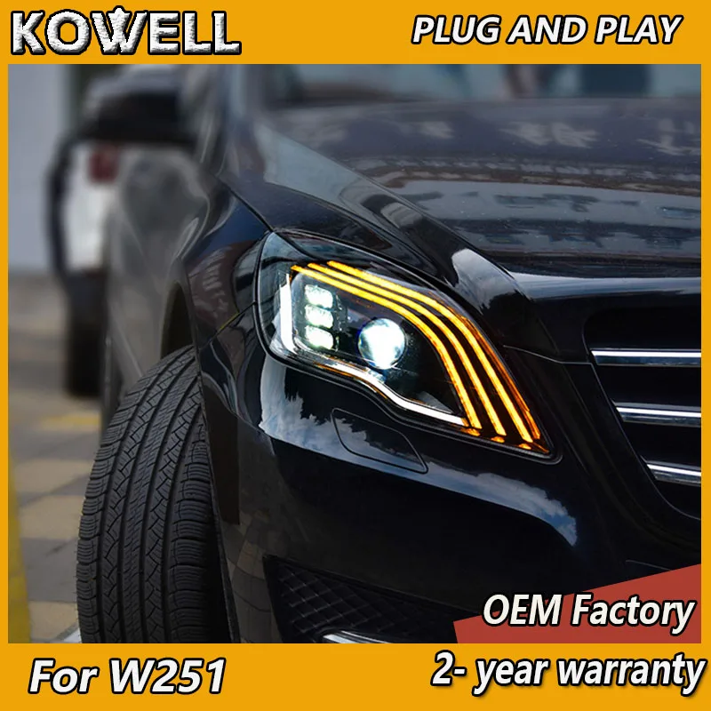 Стайлинг автомобиля для Mercedes W251 Фара 2010-2017 Benz R Class R300 R350 R400 R500 DRL Динамический