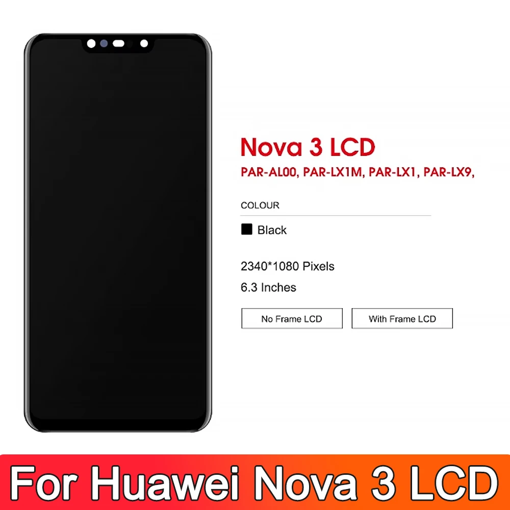6 3-дюймовый AMOLED-дисплей для Huawei Nova 3 ЖК-дисплей PAR-LX1 PAR-LX9 PAR-AL00 PAR-LX1M сенсорный экран