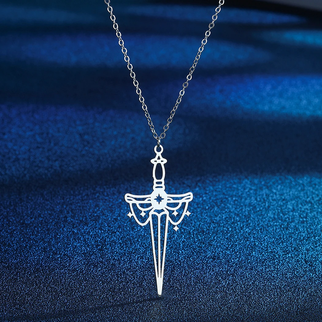 

Todorova Stainless Steel Knife Design Necklace Sword Pendant Necklace For Women Punk Rock Metal Chains Hip Hop Goth Jewelry Gift