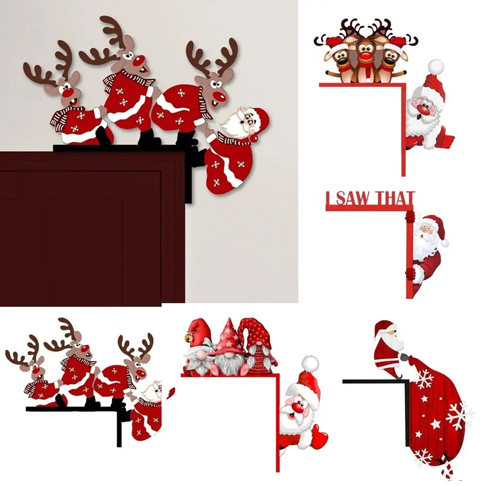 

Christmas Door Frame Decoration Santa Claus Wooden Christmas Decorations Happy New Year Door Frame Trim Wood Xmas Decor