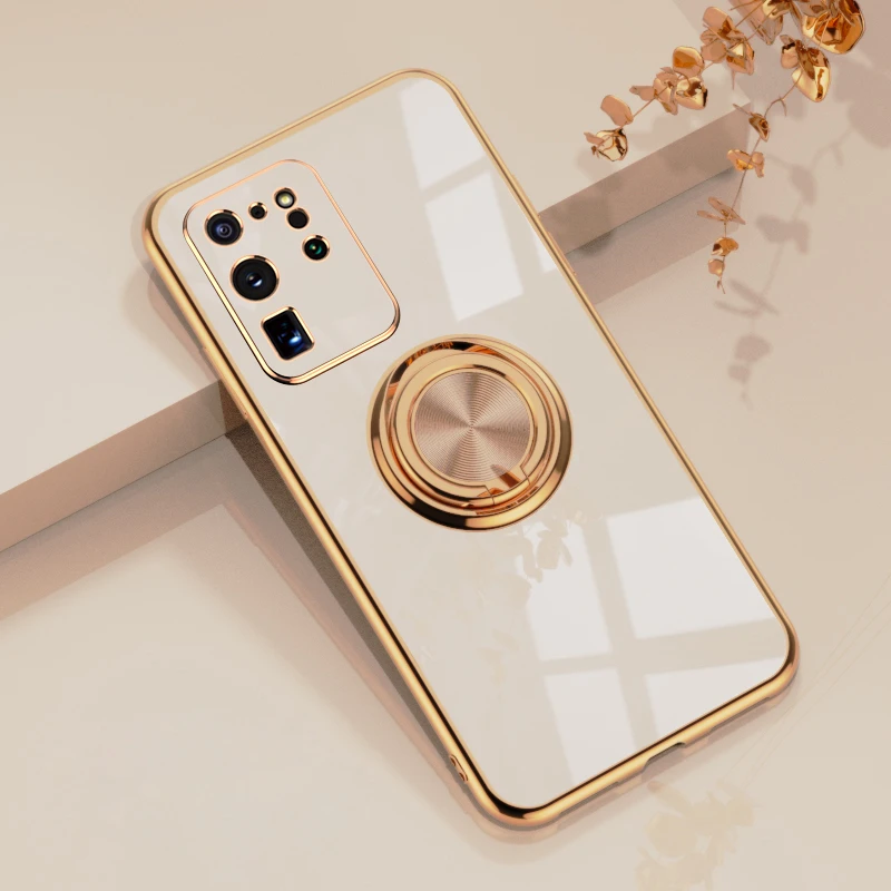 

Ring Phone Case For Samsung Galaxy Note 20 S22 S21 Ultra 10 Plus Stand Holder Silicone Soft Cover For Samsung S20 Ultra Cover