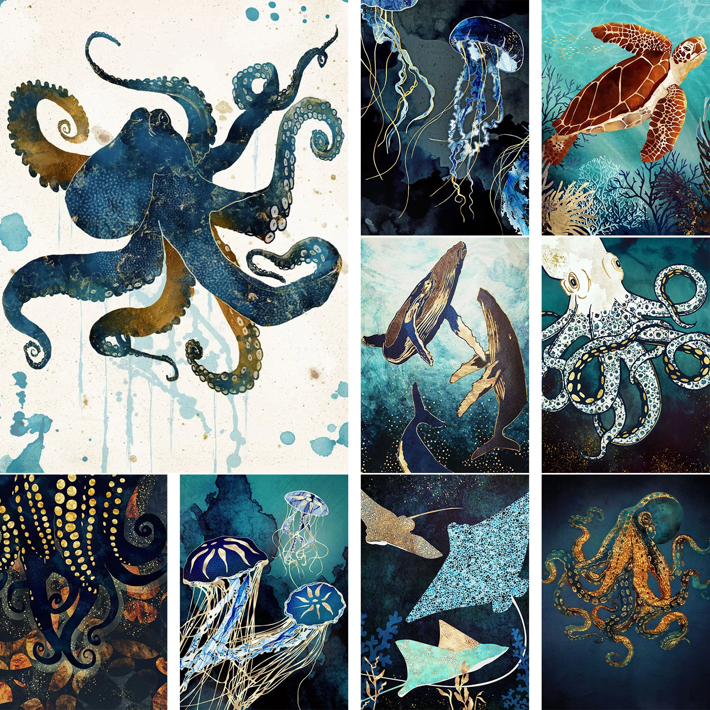 Акварельные картины с дикими животными принты льв слон холст постеры гостиная