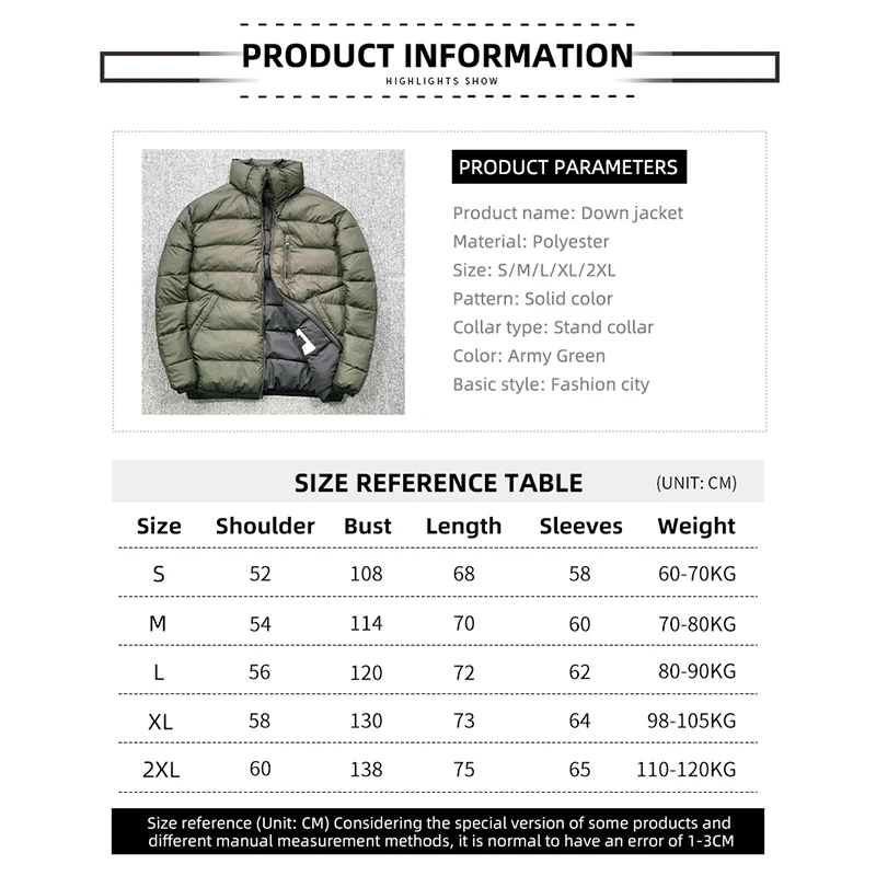 MGP Down-filled Coat Windproof And Rainproof Lightweight Hooded Down Jackets Thick Warm Stand Collar Cotton Padded Clothes