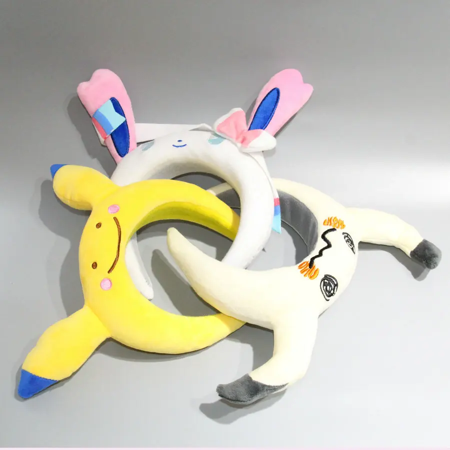 

Pokemon Headband Hair Accessories Plush Doll Toys Sylveon Pikachu Smile Hairpin Children's Day Gift for Kids Party Cosplay