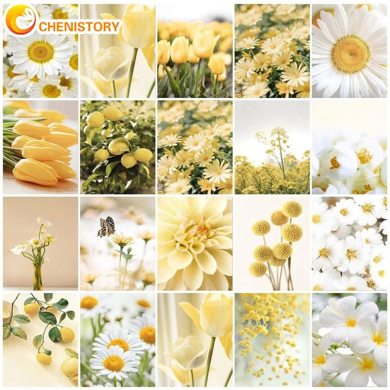 

CHENISTORY Painting By Numbers Kit Drawing On Canvas Wall Art HandPainted Folower Painting By Numbers Coloring Home Decor