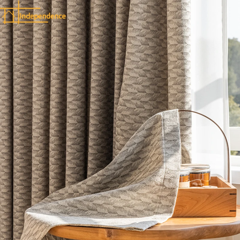 American retro curtains French light luxury log wind cotton and linen Japanese bedroom shading living room thickening 2023 new