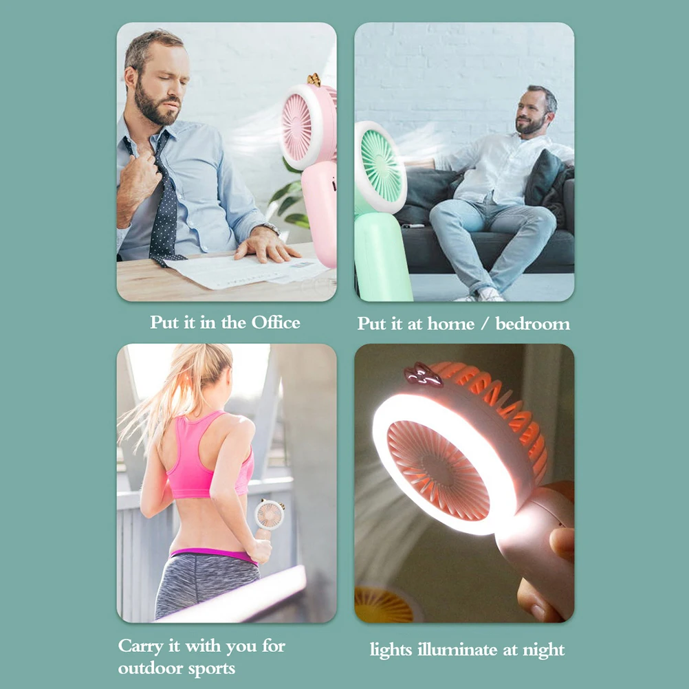 

Mini Portable Fan USB Rechargeable Night Light Cooling Handheld Fan Three Speed Adjust ventilador