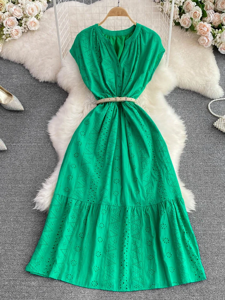 

Женское винтажное платье с V-образным вырезом и вышивкой