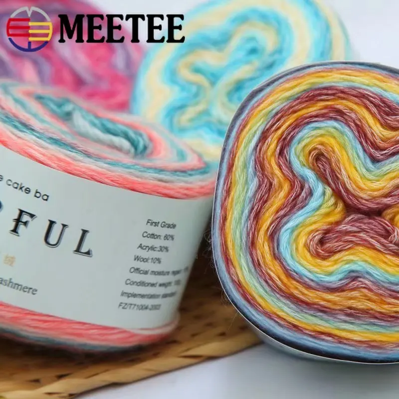 

3 шт. (1 шт. = 100 г), Смешанная кашемировая пряжа Meetee с градиентом, ручное вязание, шарф, свитер, шерсть, «сделай сам», кардиган, шелковая пряжа, ак...
