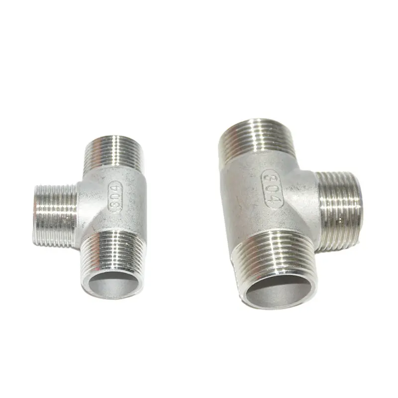 

1/4" 3/8" 1/2" 3/4" 1" BSPT Male*Male*Male Thread Tee Type 3 Way 304 Pipe Fitting Connector For Water Oil Air