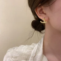 925 silver needle south korean fashion new rear hanging bean earrings with french style design earrings for women 2022