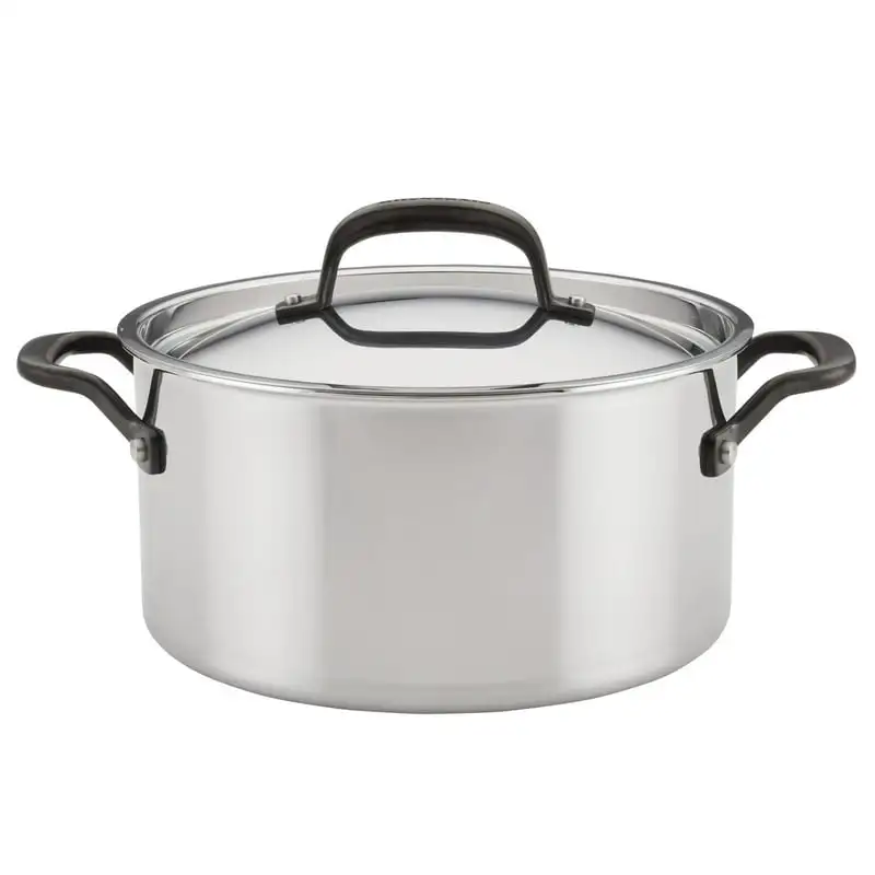 

Clad Stainless Steel Stockpot with Lid, 6-Quart, Polished Stainless Steel