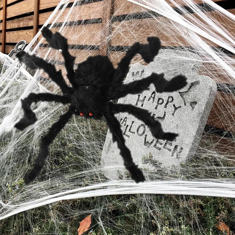 

1P Black Plush Spider Decoration 30/50/75/90cm Spiders House Haunted Scene Layout Props Kids Festival Party Toys Gifts Supplies