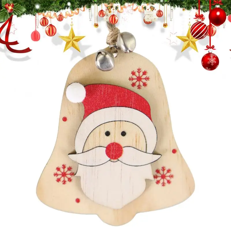 Дед Мороз украшение для елки елка с колокольчиками деревянная подвеска