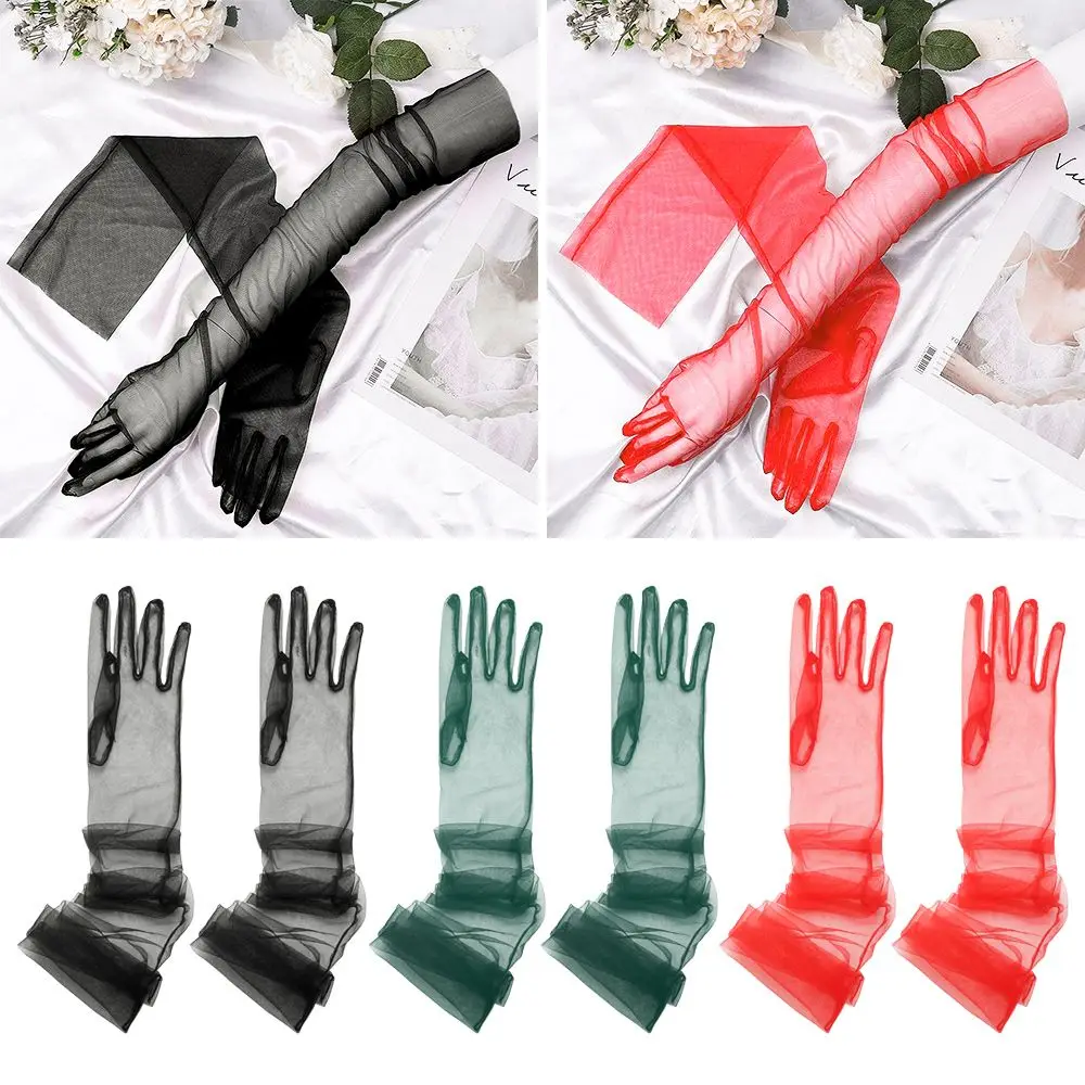 

Long Finger Clothing Accessories Evening Prom Decor Tulle Gloves Bridal Gown Mittens Party Dress Wedding Bridal Gloves