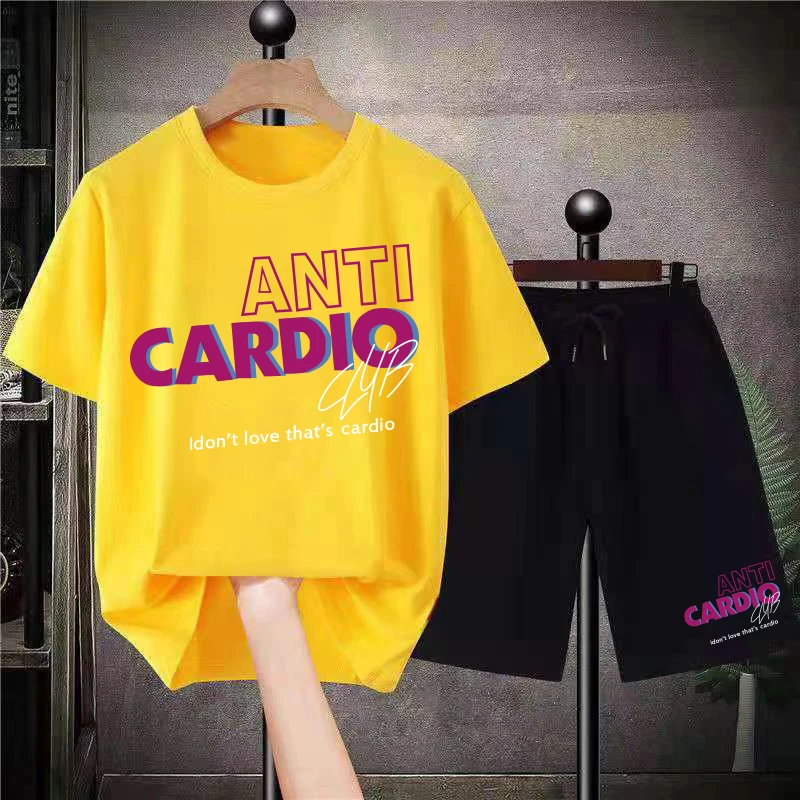 Pure Cotton Oversized T-Shirt Summer Casual Sports Short Sleeved Work Out Suit Male Graphic Street Fashion Loose Breathable Tees