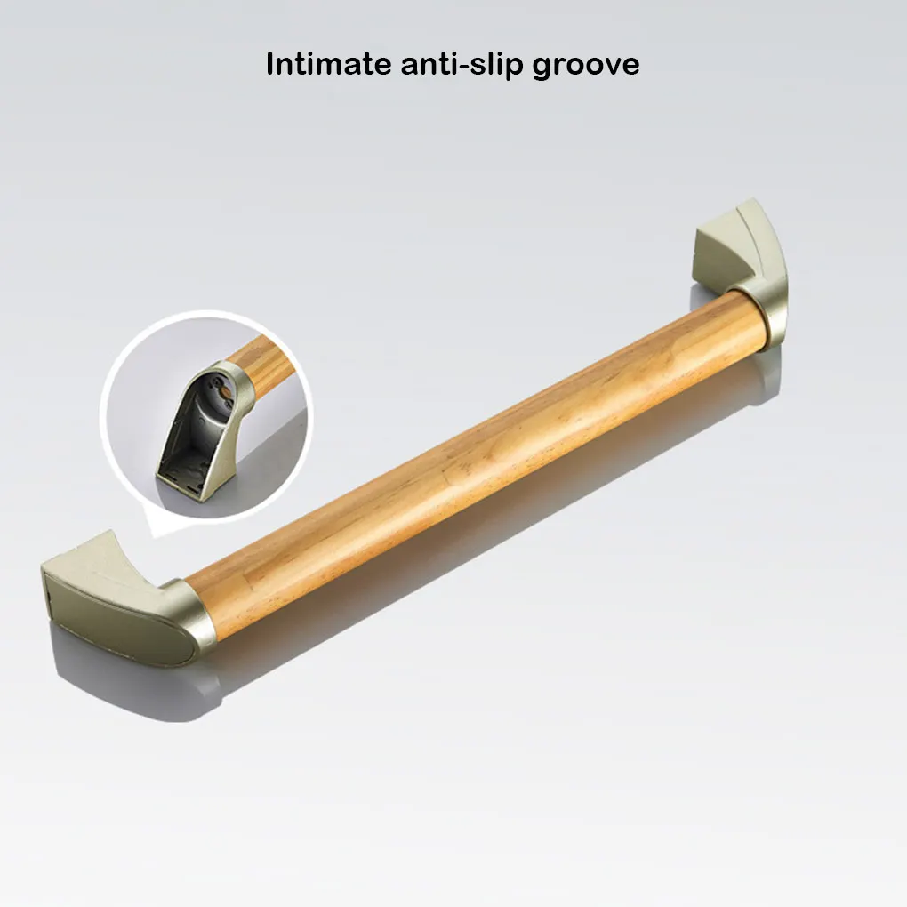 

Handrail Solid Wood Grip Handle Mountings Equipment Shower Grab Bar Disability Fittings Bathroom Handrails 44cm