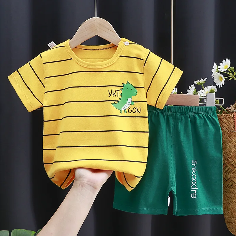 

Children's Short-Sleeved Suit Cotton Girls' Summer Clothes Boys' T-shirt Baby Baby Clothes