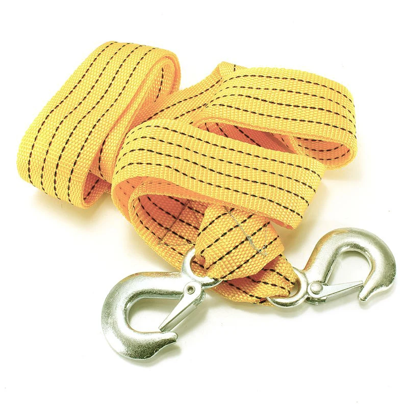 3M 3Ton Car Nylon Towing Pull Rope with Hooks Double-layer Thickened Powerful Traction Rope for Rescue Vehicles Truck Trailer