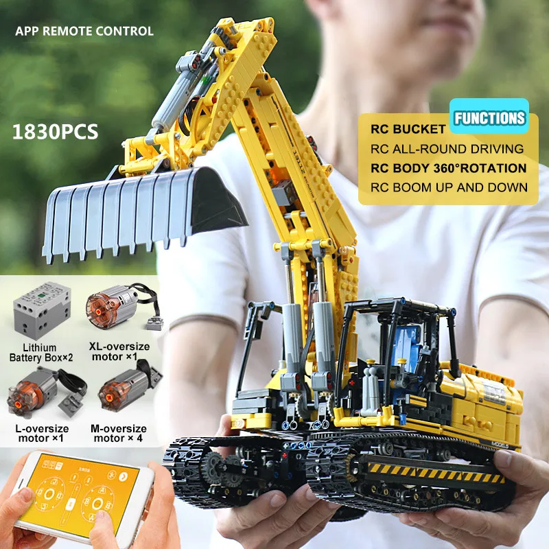 

City High-Tech Motorized Excavator truck Link Belt 250 X 3-PF version Truck Model Building Blocks Bricks Kids toys Gifts