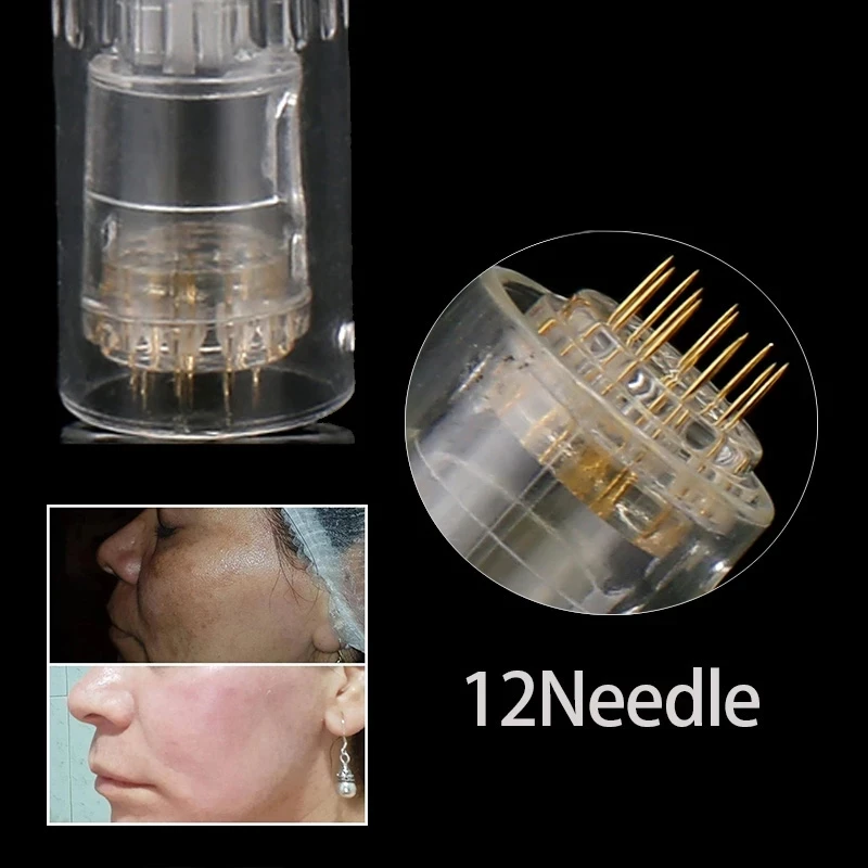 12Pin Micro Needle Gold Microneedle Bayonet Cartridge Needle Microblading 12 Pin Nano MYM Needles Tip for BB Cream Glow Machine