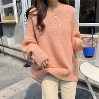 winter fashion woman solid casual pullover o neck womens loose slim tees warm sweater knitted top soft