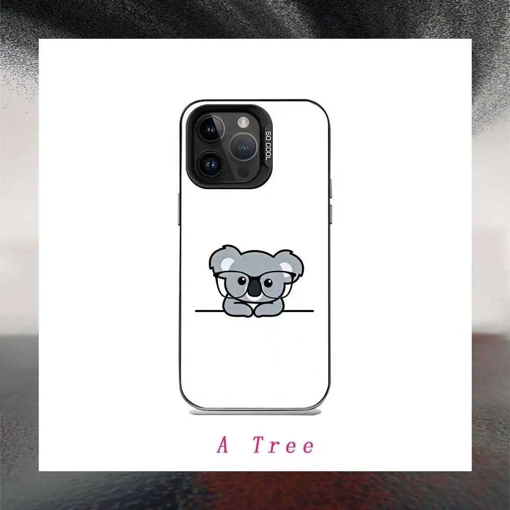 Фото Забавный милый чехол для телефона K-Koala с рисунком C-Cartoon для iPhone 16,15,14,13,12,17, Pro, MAX, черный матовый противоударный чехол №4