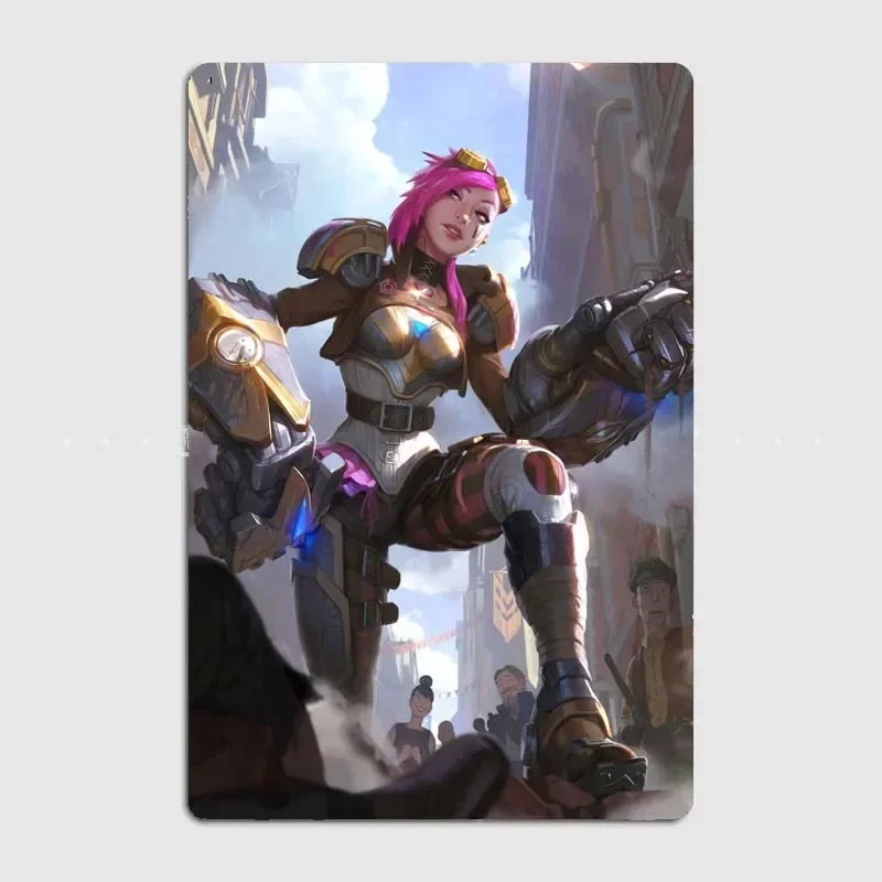 Классический жестяной знак Piltover Enforcer из Лиги чемпионов декоративный настенный