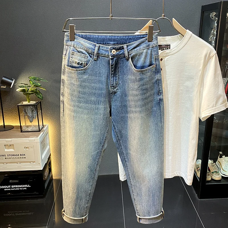 Мужские свободные узкие джинсы в американском стиле весна-осень 2024 новые элитные