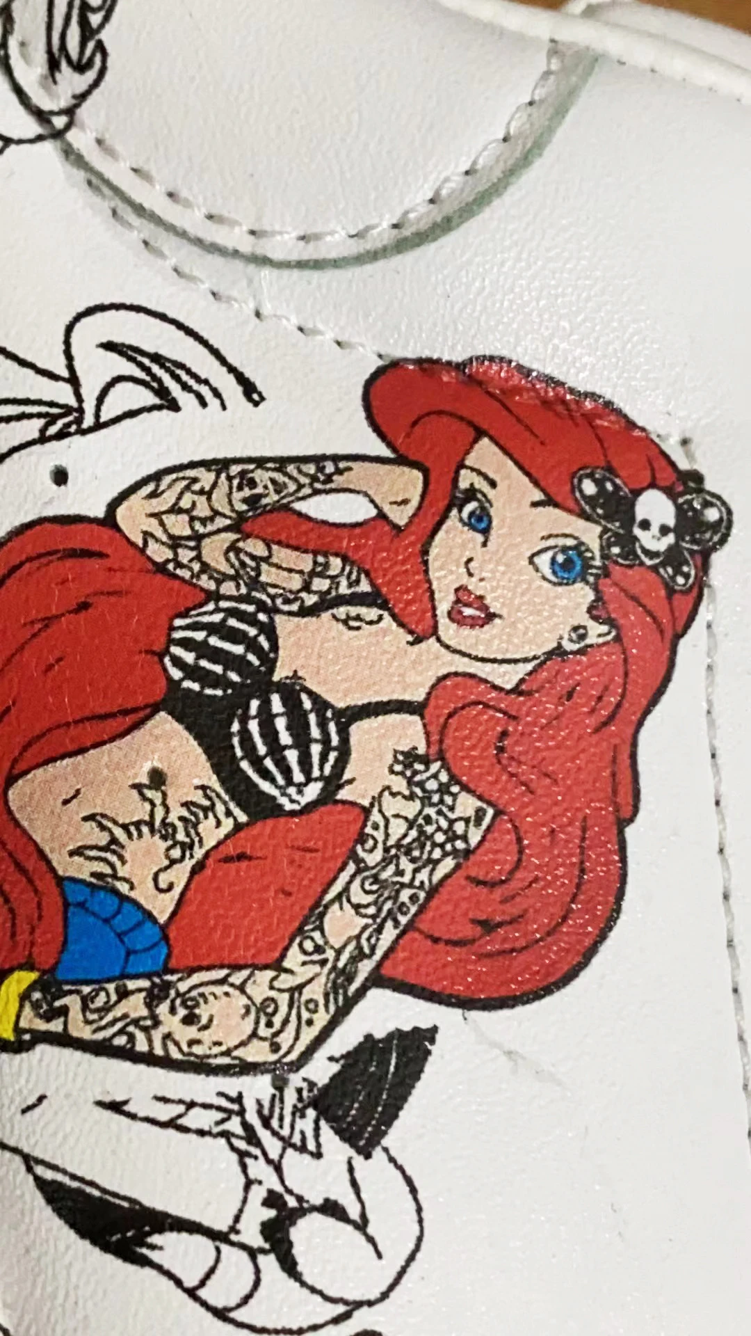 Ariel Elsa Men Women casual Shoes Male Platform Sneakers Girls kateboarding flats graffiti Disney Princess Tattoo Handmade DIY