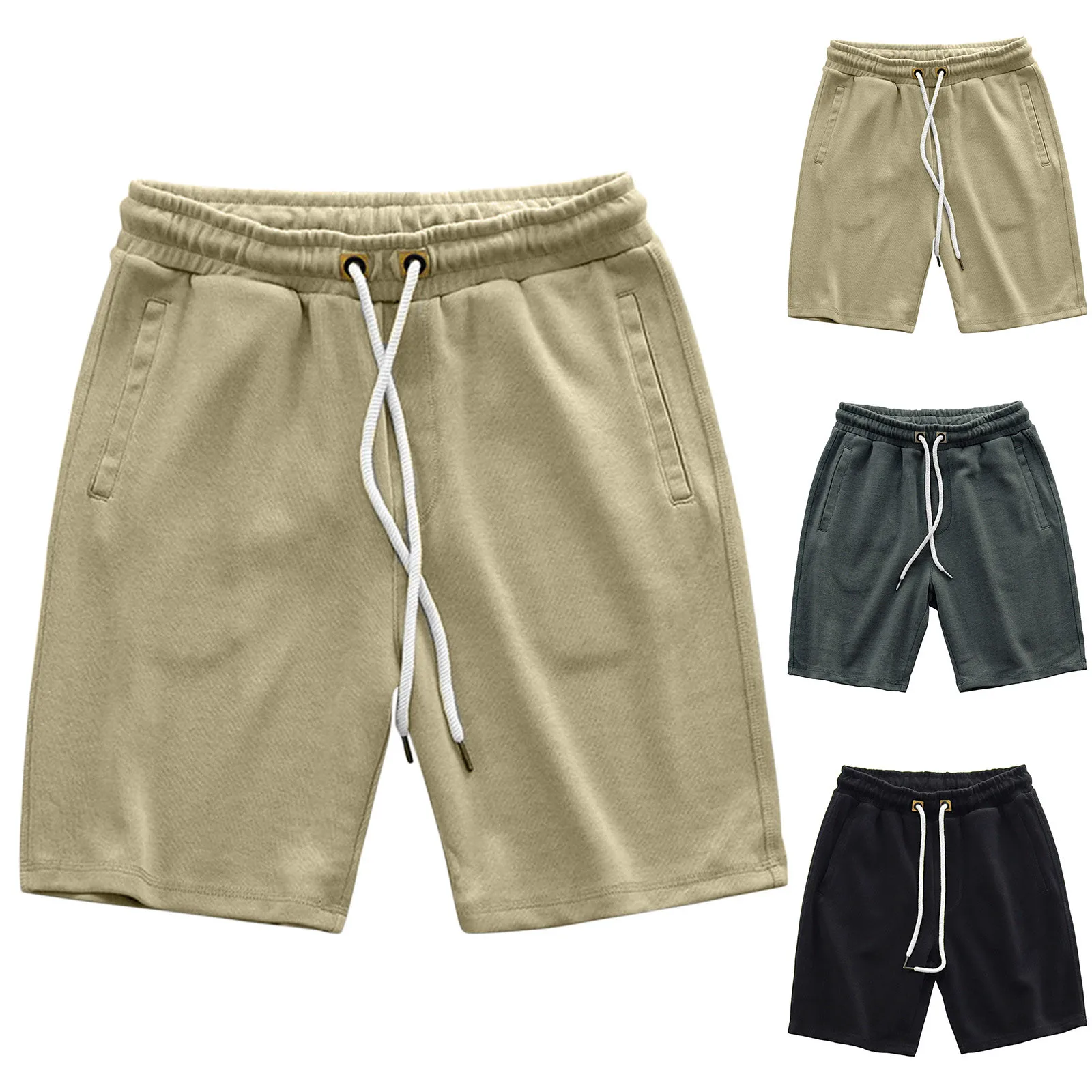 

Летние мужские модные спортивные повседневные брюки с эластичной резинкой на талии, прямые свободные шорты, пляжные штаны, уличная одежда, ...