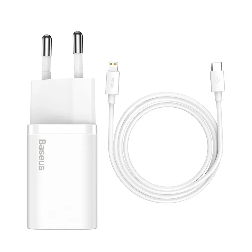 

Сетевой адаптер Type-C 3A 20W белый Baseus / Quick Charger / кабель USB Type C - Lightning 1м / про