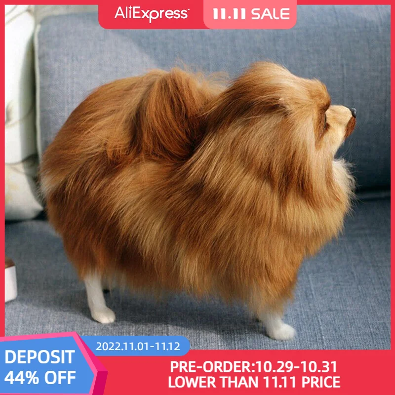 

1Pcs Realistic Pomeranian Animal Model Pet Toys Simulation Lifelike Home Decoration Cute Pet Dog Handcrafted Children's Toy Gift