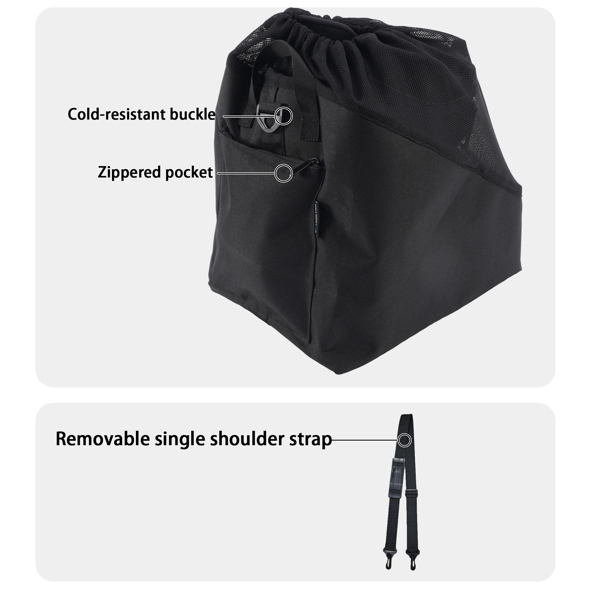 Черная сумка для хранения роликовых коньков спортивной лыжной обуви на открытом