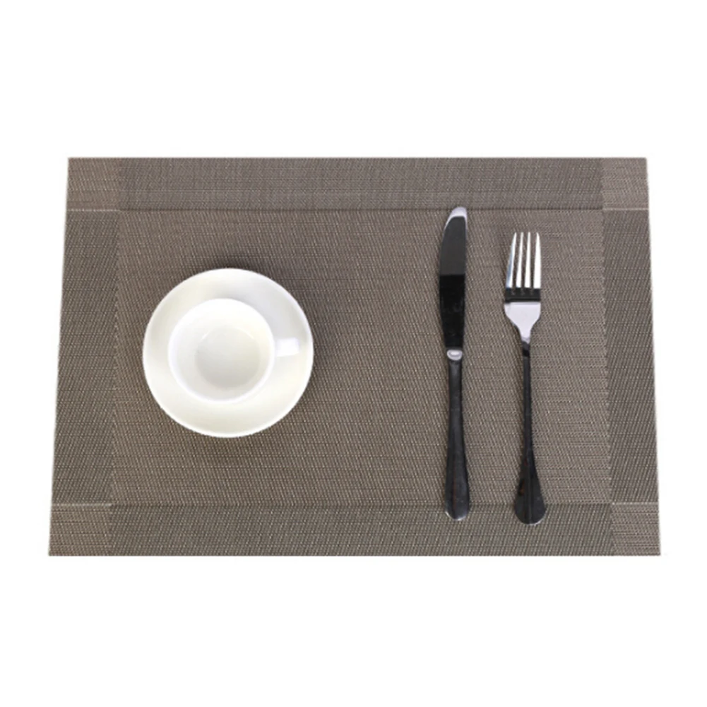 

Premium Anti-skid Rectangle PVC Placemat Washable Coaster Dining Table Mats Heat Resistant Pad Decorative Woven Vinyl Place Mats