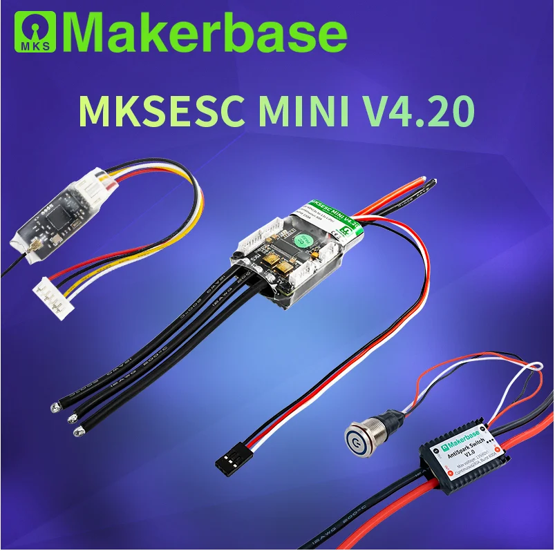Makerbase VESC MINI 4 20 электрический регулятор скорости для скейтборда с радиатором 12s ESC