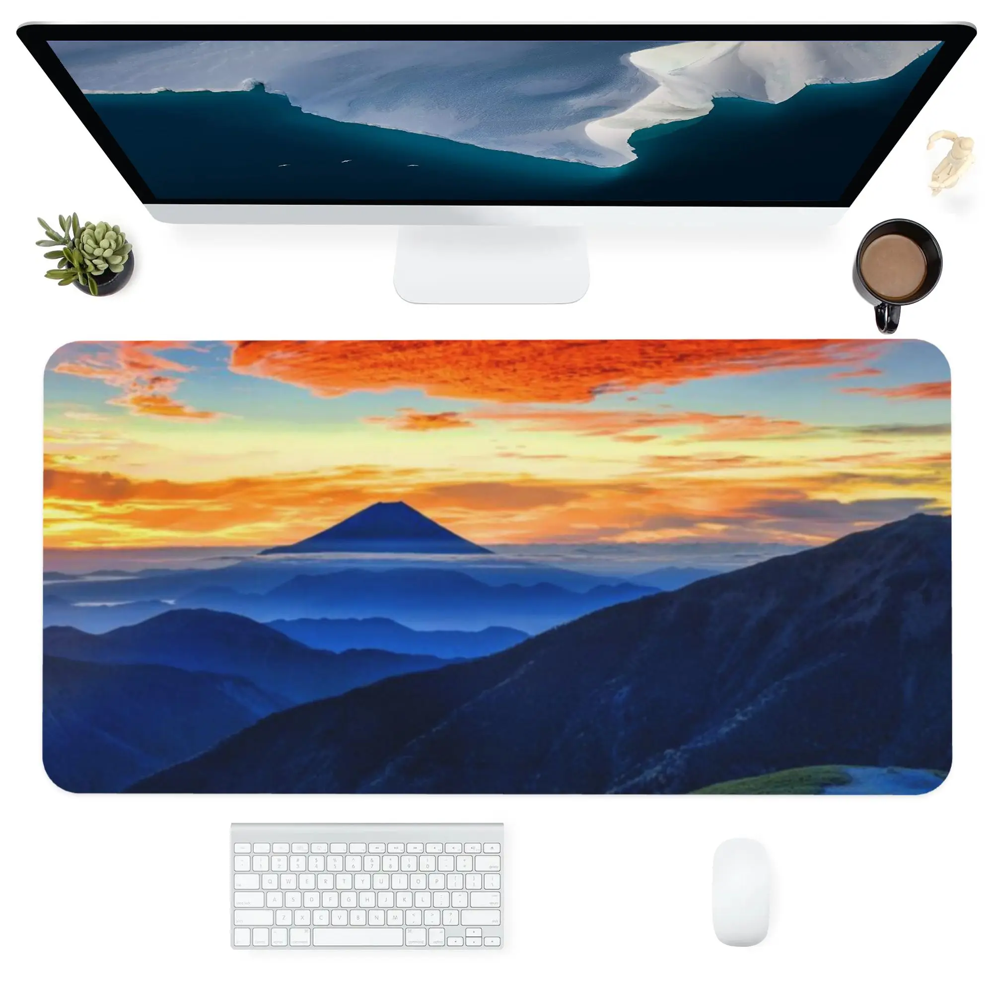 

Mouse Pad Computer Office Supplies Accessorie Dustproof Large Customized Mats Desk Pads Personalized Mountain Top Red Sun Photo