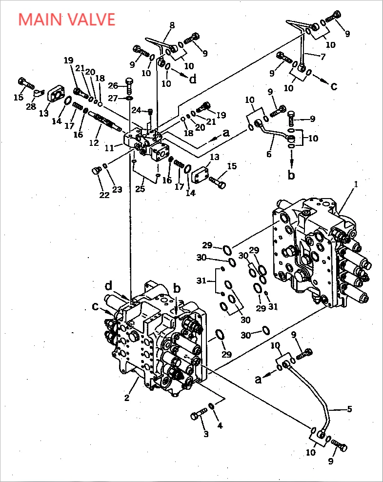 Комплект уплотнений для цилиндра KOMATSU PC310-5 BOOM/ARM/BUCKET и комплект главного насоса