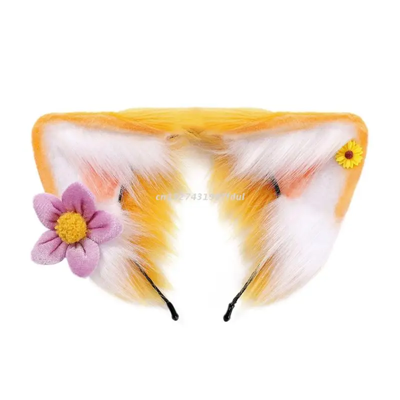 

Lolita Headband Cartoon Fox Ear Shape Hairhoop Lolita Hair Band for Women Kids