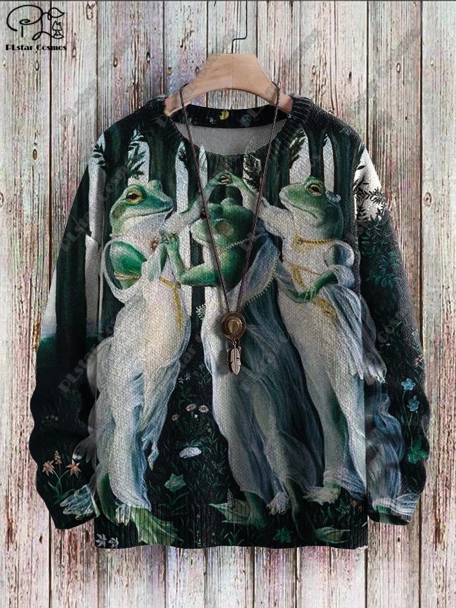 Ретро-свитер унисекс с 3D принтом животных зима