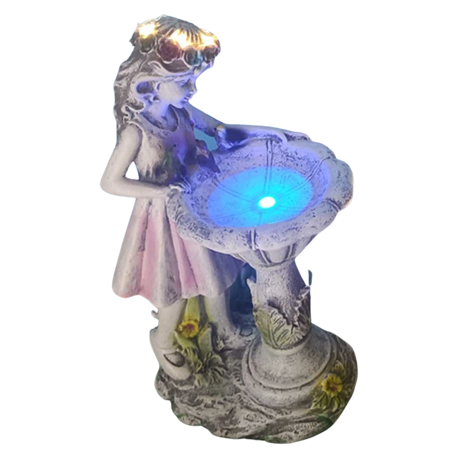 Fairy Garden Statue and Sculpture with Solar Powered Lights Resin Outdoor Angel Garden Figurines for Lawn Patio Yard Decorations