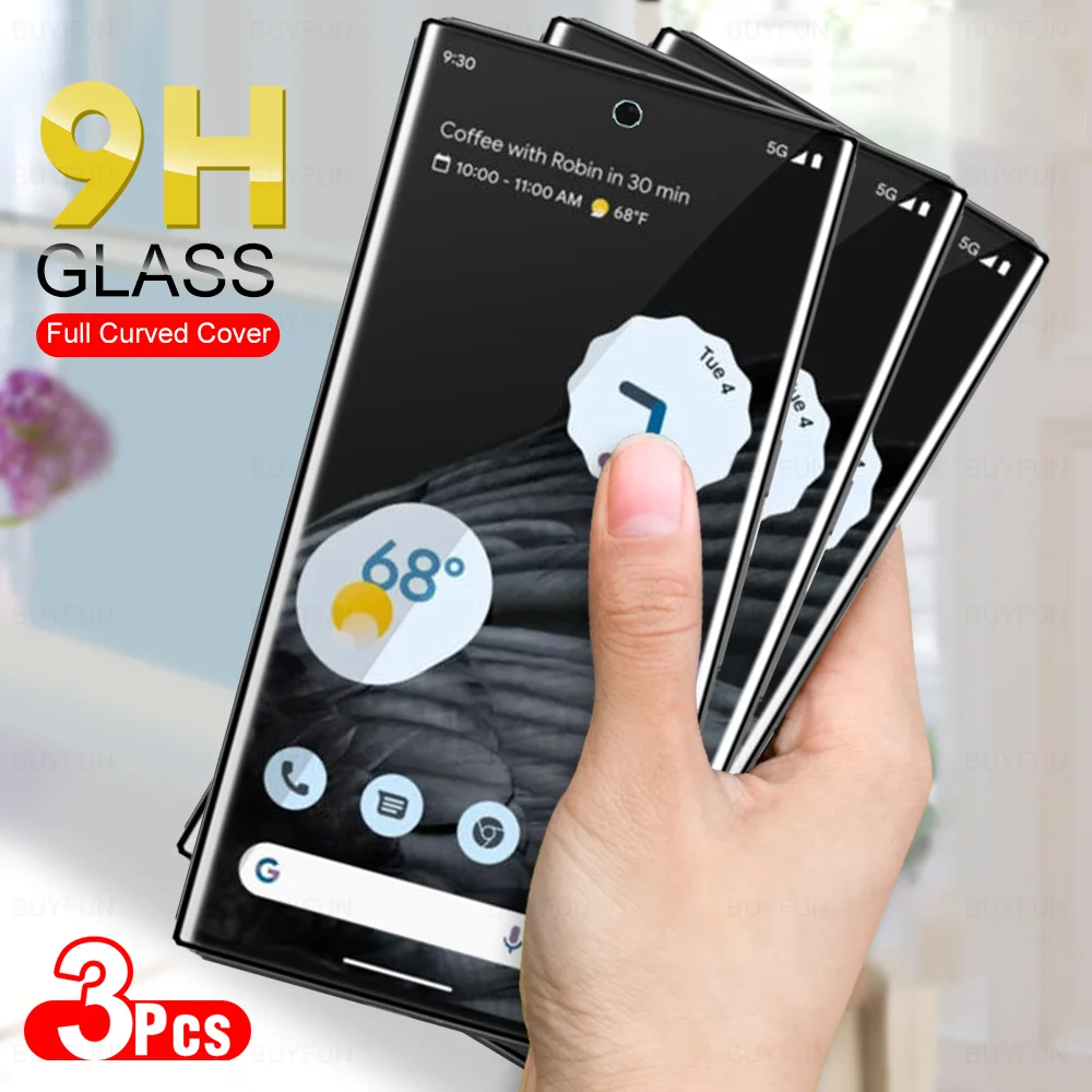 

Curved Glass For Google Pixel 7 6 Pro 5G Gogle 7Pro 6Pro Pixel6pro Pixel7pro 6.7'' 3PCS 3D Tempered Glass Film Screen Protectors