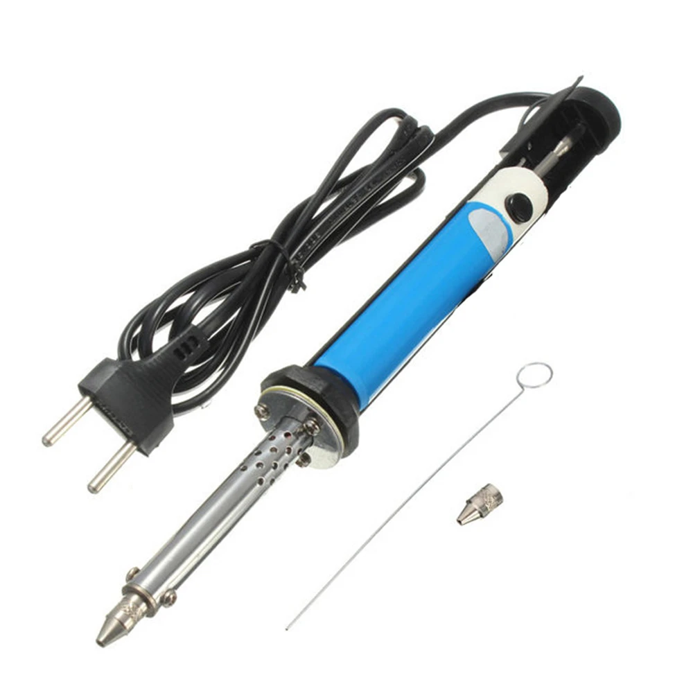

Hot AC 220V 30W Handheld Electric Tin Suction Sucker Pen US EU Plug Desoldering Pump Soldering Tool With PCB Board 2 Nozzles