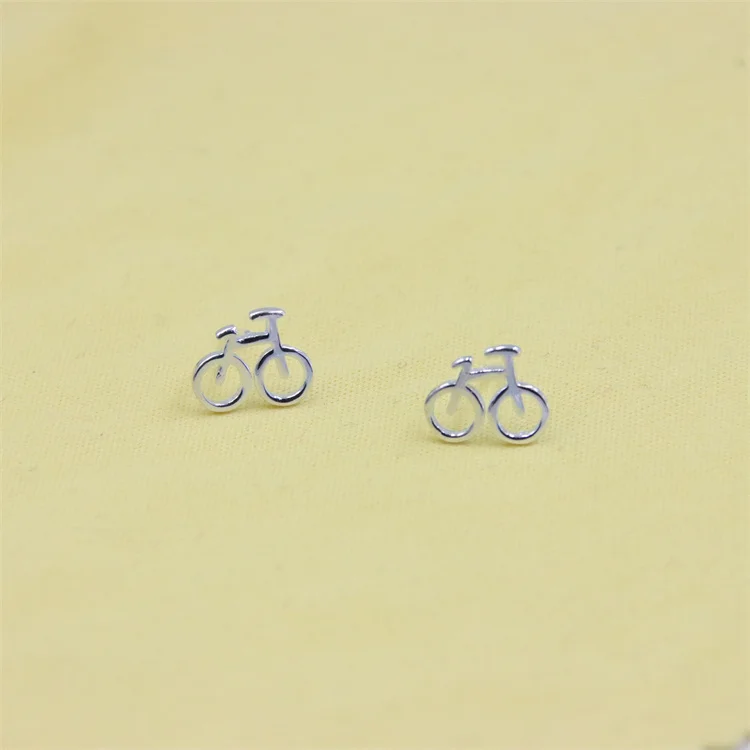 

ZFSILVER Trendy Fashion Creativity Lovely Cute Bicycle Bike Stud Earrings Silver 925 For Women Gifts Charm Jewelry Girls Party