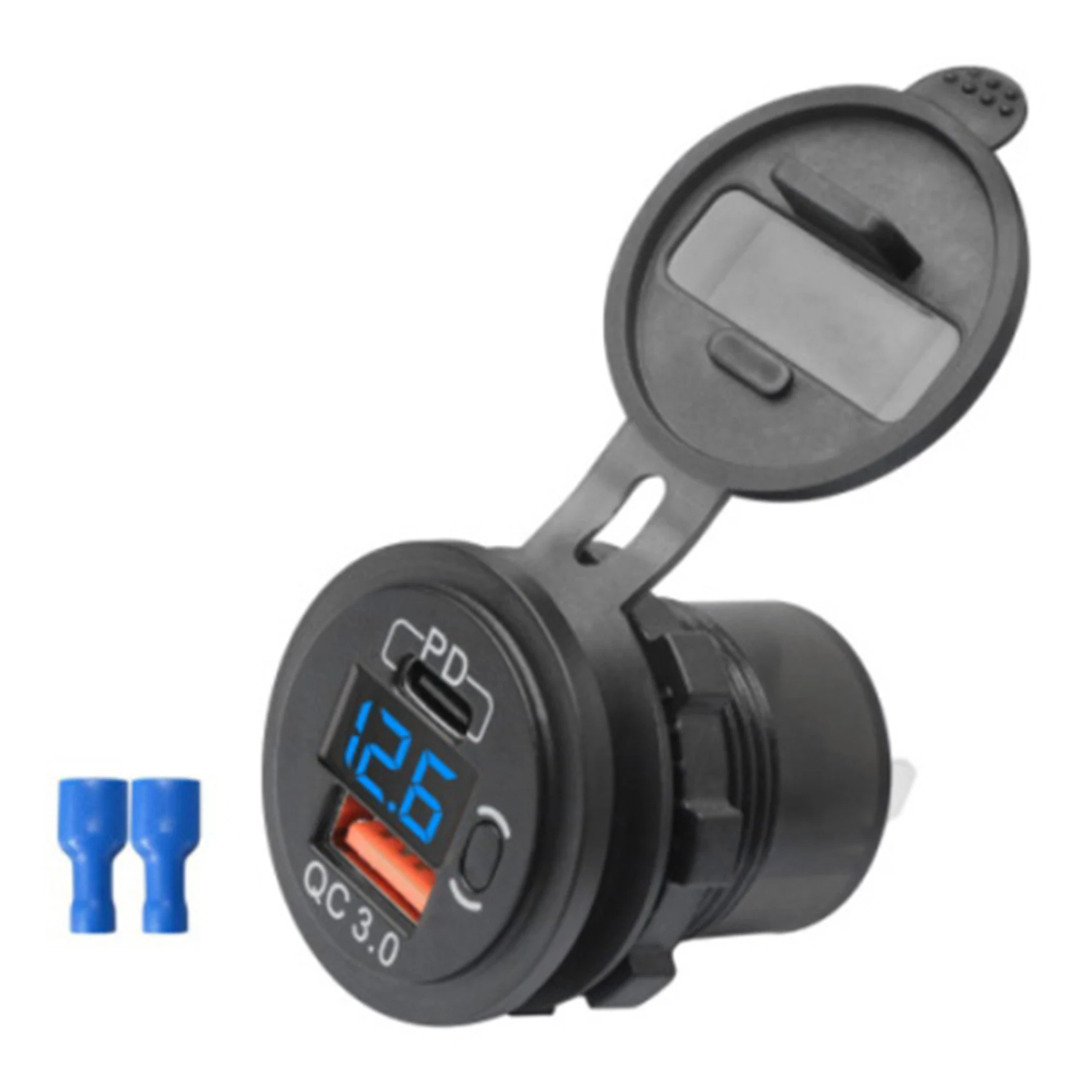 

Зарядное устройство с выключателем, 12 В, 24 В, USB Тип C/QC 3,0